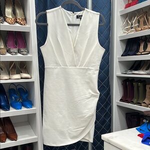 Lulus white/off white dress. Side ruche. Size Large 8-10
